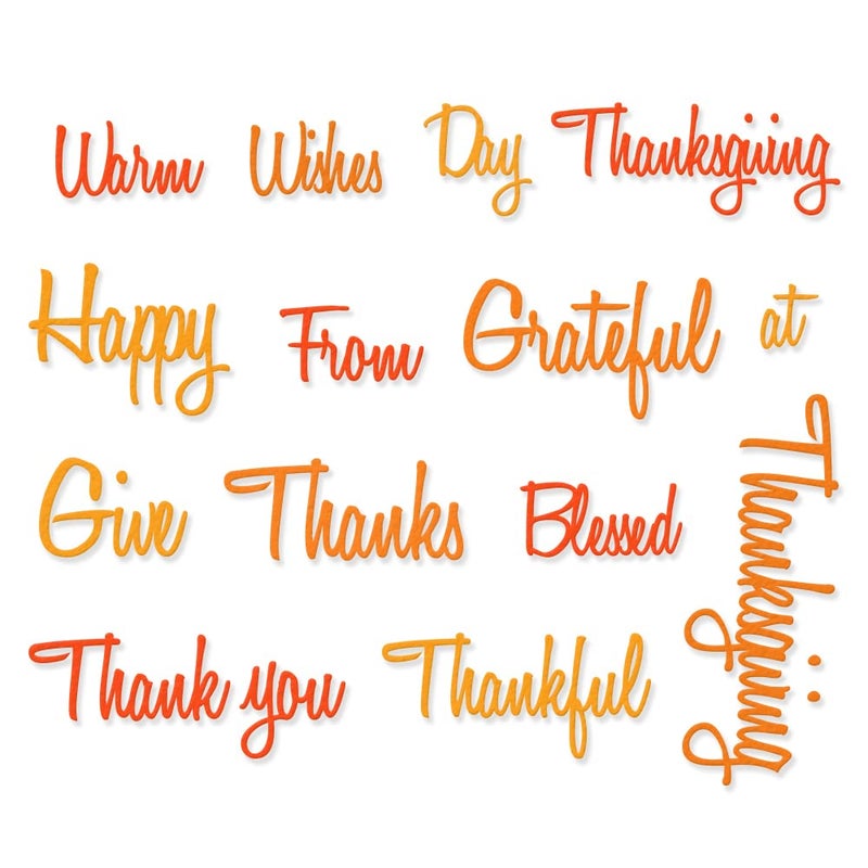 Thanksgiving Grateful Words Metal Cutting Die for Card Making and Photo Album Decorations Thank You Letters Die Cut Give Thanks Words Dies Stencils Embossing Template for DIY Scrapbooking Craft