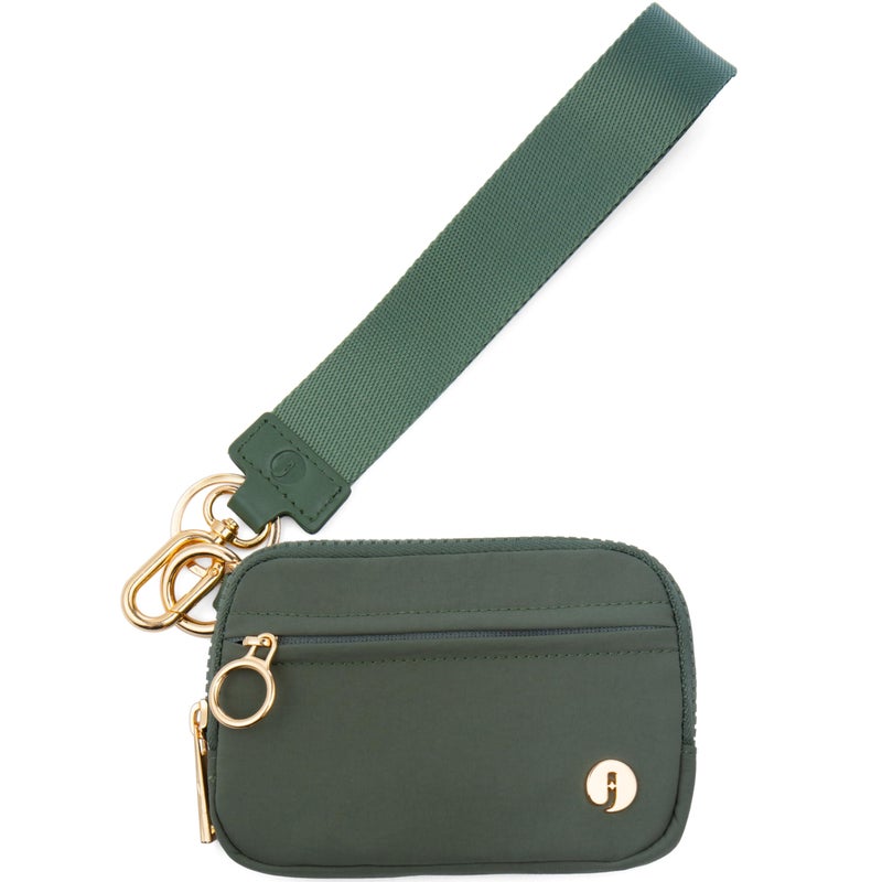 JEEBURYEE Wristlet Keychain Wallets for Women RFID Blocking Credit Card Holder Small Zipper Coin Purse Change Pouch with ID Window and Detachable Wrist Strap Green - Image 1