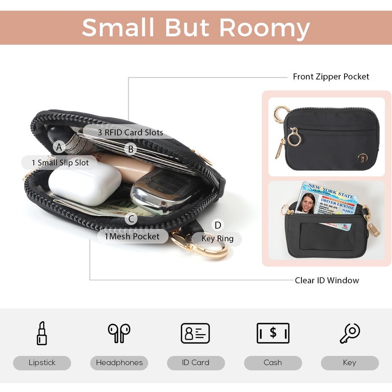 JEEBURYEE Wristlet Keychain Wallets for Women RFID Blocking Credit Card Holder Small Zipper Coin Purse Change Pouch with ID Window and Detachable Wrist Strap Green - Image 3