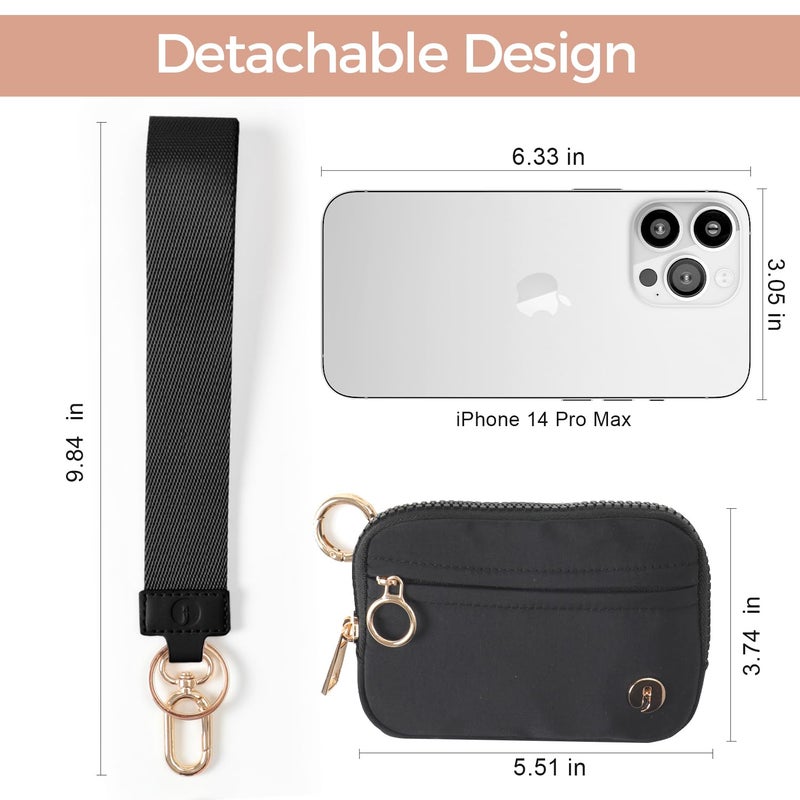JEEBURYEE Wristlet Keychain Wallets for Women RFID Blocking Credit Card Holder Small Zipper Coin Purse Change Pouch with ID Window and Detachable Wrist Strap Green - Image 2
