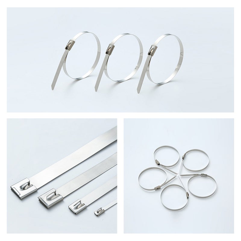 Stainless Steel Zip Ties: 304 Stainless Steel Rust Proof Heat Cold Resistant Strong Tensile Self-Locking Smooth Surface Silver Zip Ties for Ships Electricity Computer Farms Cables Pipes Gardens - Image 5