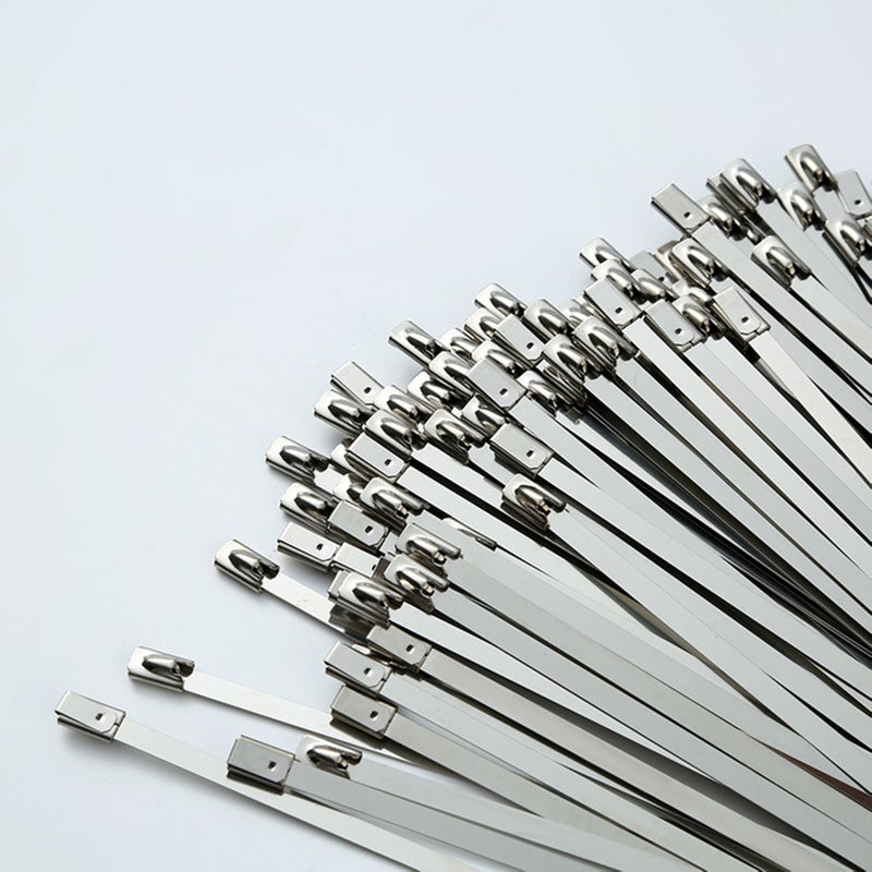 Stainless Steel Zip Ties: 304 Stainless Steel Rust Proof Heat Cold Resistant Strong Tensile Self-Locking Smooth Surface Silver Zip Ties for Ships Electricity Computer Farms Cables Pipes Gardens - Image 2