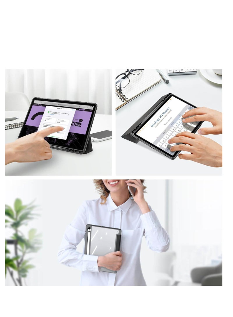 إيفو جراب رفيع لموبايل سامسونج جالاكسي تاب اس 9 11 بوصة مع حامل قلم  ، غطاء مضاد للصدمات مع غطاء خلفي شفاف وخاصية التشغيل النوم التلقائي، اسود - Image 4