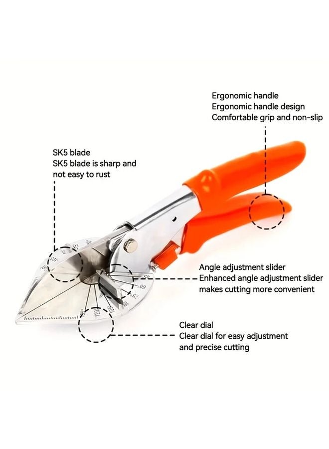 Orange Handle Multi Angle Scissors 45 135 Degree Adjustable Cutting Tool For Electricians Carpenters DIY - Image 4