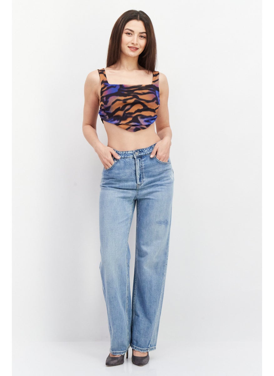 I SAW IT FIRST - Women Square Neck Sleeveless Abstract Print Top, Black Combo - Image 1
