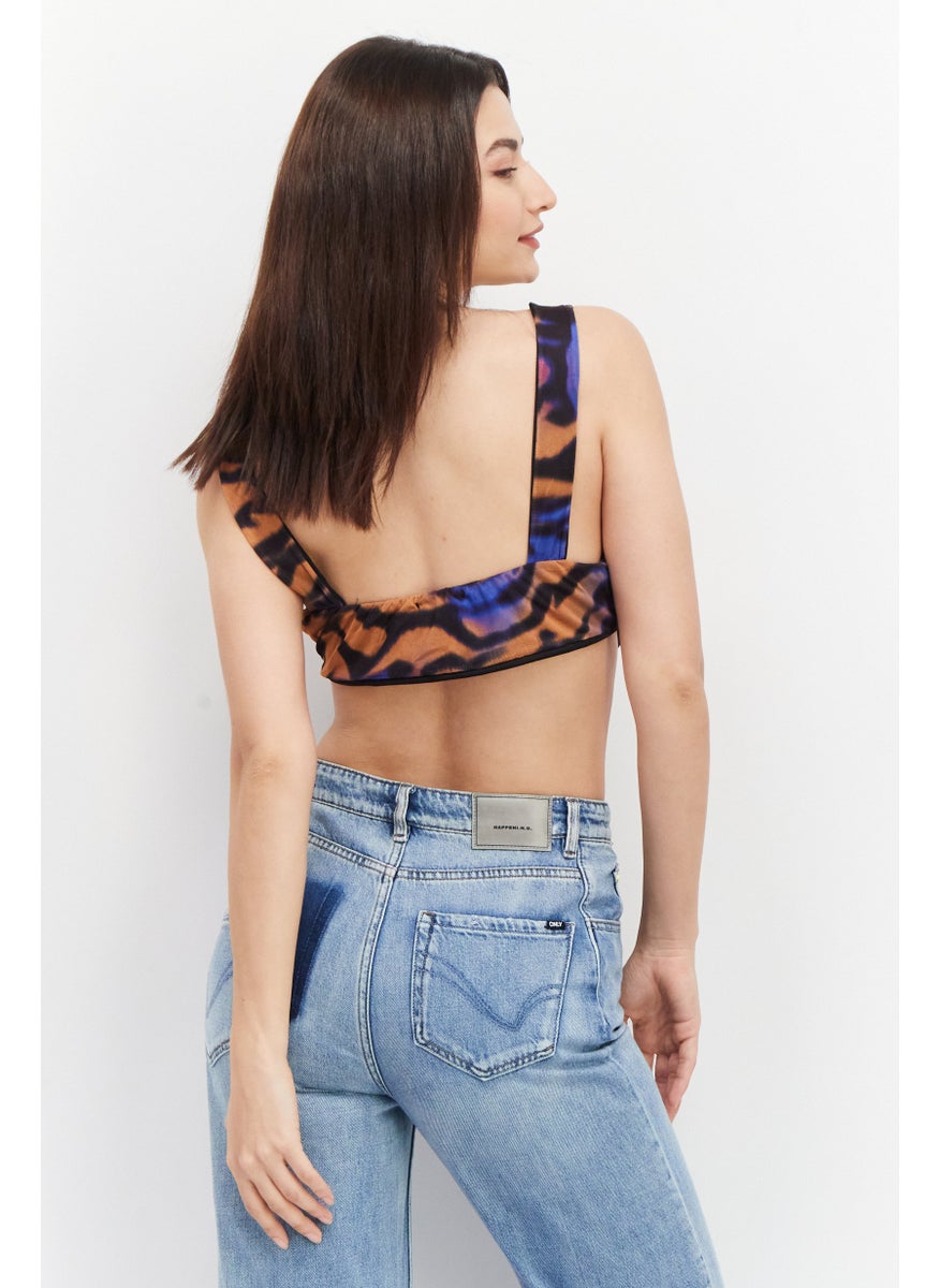 I SAW IT FIRST - Women Square Neck Sleeveless Abstract Print Top, Black Combo - Image 1