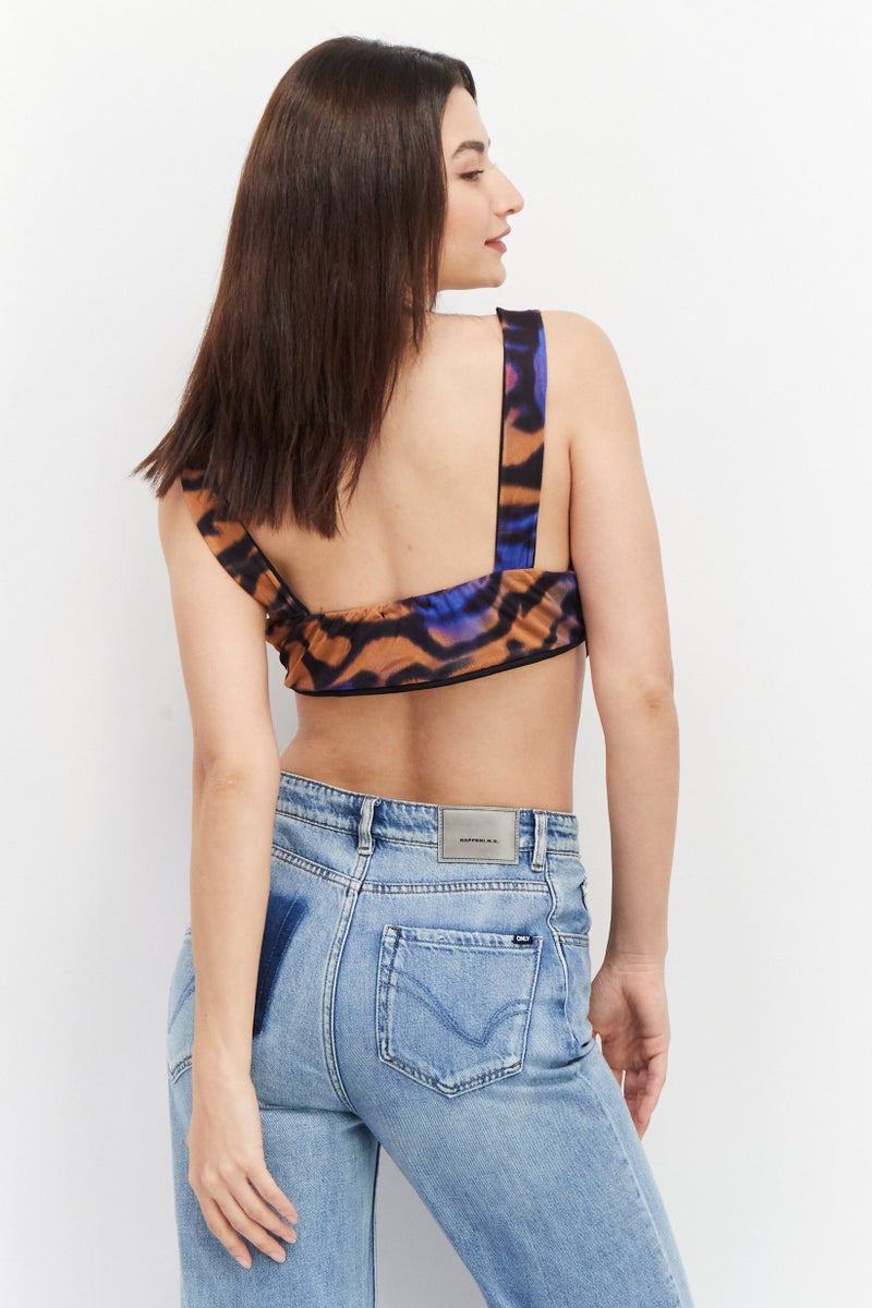 I SAW IT FIRST Women Square Neck Sleeveless Abstract Print Top, Black Combo - Image 2