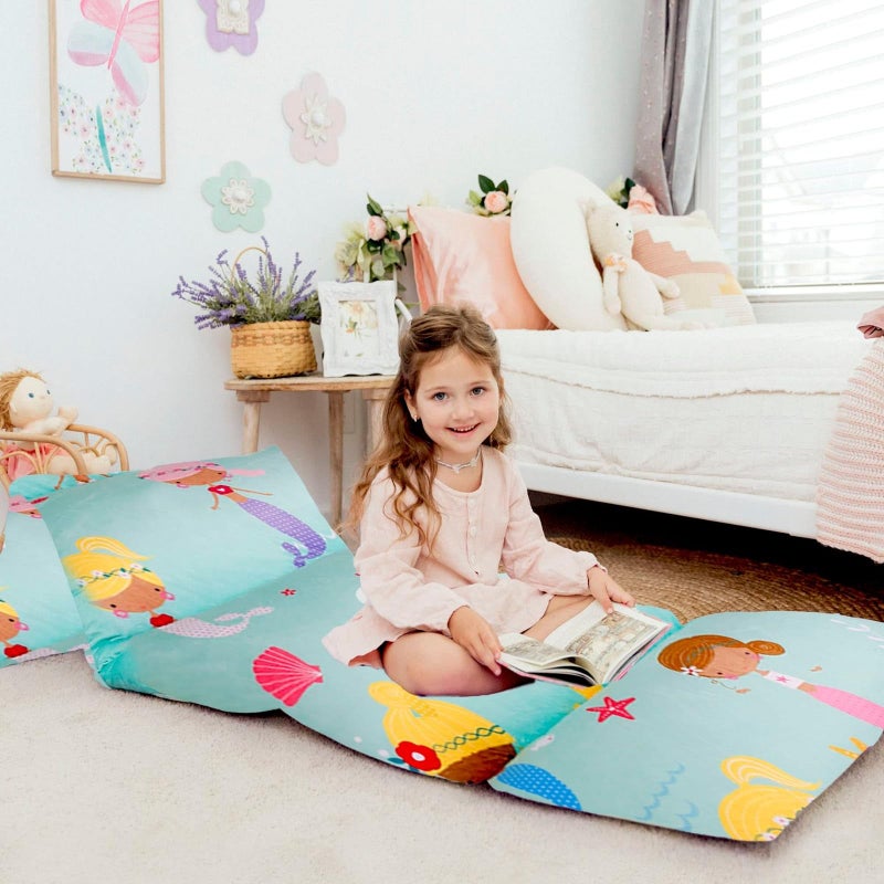 Butterfly Craze Butterfly Craze Floor Pillow Case Mattress Bed Lounger Cover Mermaid Aqua King Size  Cozy Seating Solution for Kids  Adults Recliner Cushion for Reading TV Time Pillow Not Included 