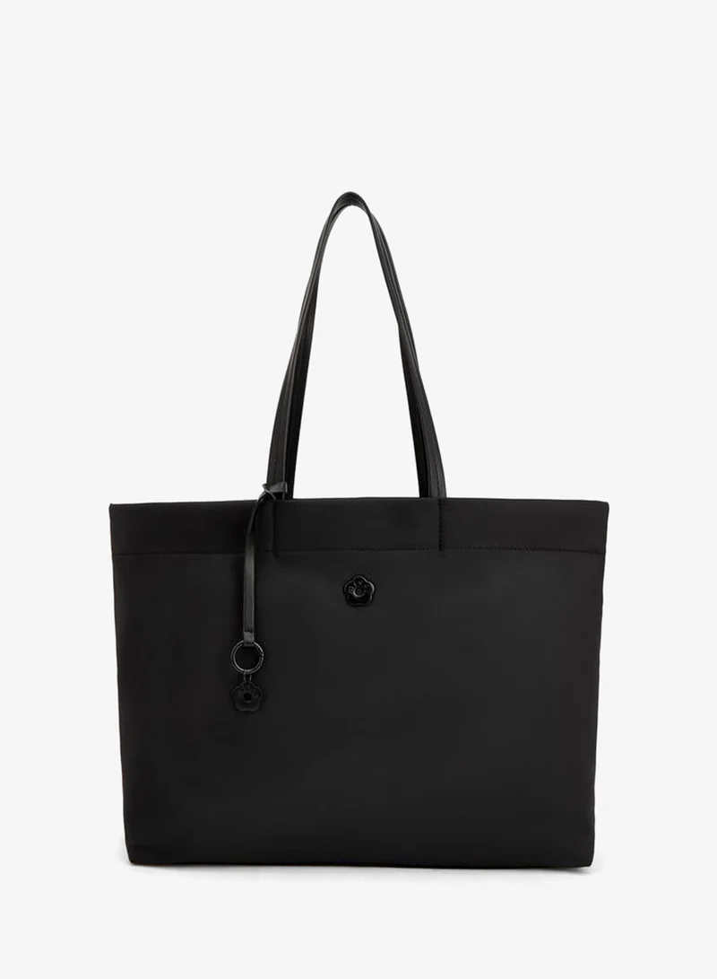 Solid Tote Bag With Zip Closure