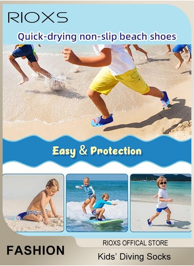 RIOXS Kids Water Shoes Beach Socks, Toddler Baby Girls Boys Barefoot, Quick-Dry Non-Slip Swim Socks, Quick-Dry Non-Slip Diving Socks, Sports Shoes For Kid In Beach Swimming Pool Water Park  - Image 2