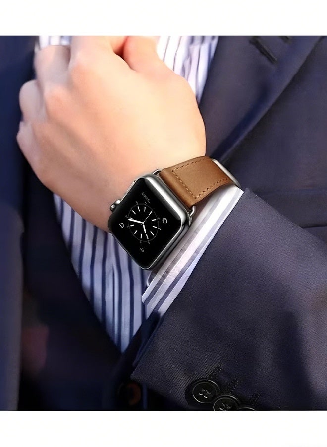 Happy D Genuine Leather Bands Compatible with Apple Watch Band 44mm 45mm 46mm 49mm for Men Women,Adjustable Magnetic Strap Top Grain Leather Wristband for iWatch Series 10 9 8 7 6 5 4 SE Ultra/Ultra 2 - Image 4