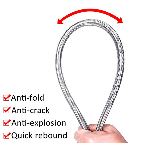 Vataler Faucet Line Connector Braided 304 Stainless Steel Supply Hose 1/2" I.P. Female Thread to 1/2" I.P. Female Straight Thread Faucet Hose Replacement (One Pair) - Image 5