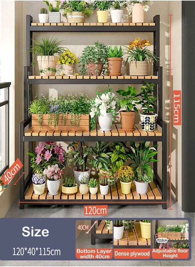 ZCM-HAPPY Four layer Indoor Floor Standing Ladder Flower and Plant Rack 120x40x115 CM  - Image 2