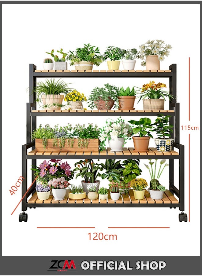 ZCM-HAPPY Four layer Indoor Floor Standing Ladder Flower and Plant Rack 120x40x115 CM  - Image 1