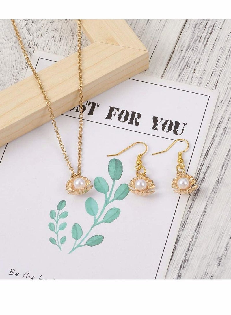 Excefore Seashell Pearl, For MakingConch Charms Gold Tone Shell Pendants with Imitation Pearl - Image 2