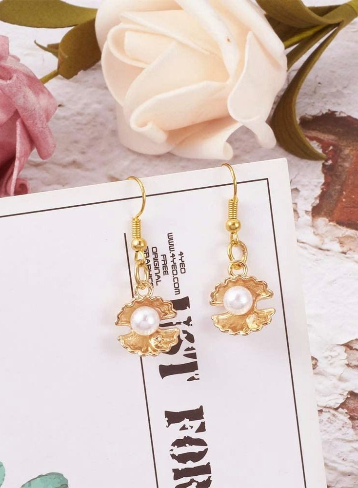 Excefore Seashell Pearl, For MakingConch Charms Gold Tone Shell Pendants with Imitation Pearl - Image 3