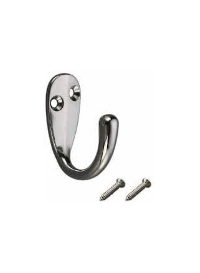 KNP KNP Single Coat Hook Robe Hook Metal Steel Hanger Wall Mounted Heavy Duty Single Coat (Chrome Plated) 1 Pcs 