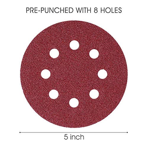 SARRAH and SONS 5 Inch Sanding Discs, 8 Holes - 40 60 80 120 240 320 400 600 800 1000 1200 1500 2000 3000 Grit Assorted Sandpaper, Random Orbital 125mm Sandpaper Sheets (14 Pcs 1 Pcs in Each Grit) - Image 5