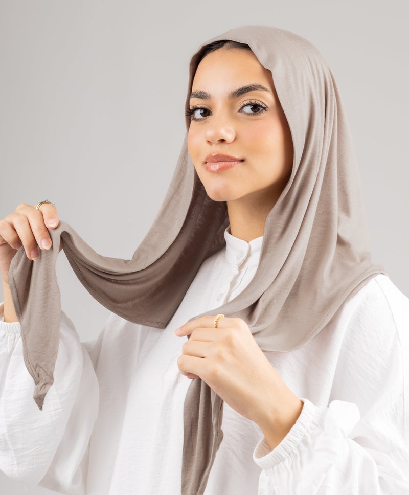 Soft Cotton Lycra Wrap Scarf — Paper Beige