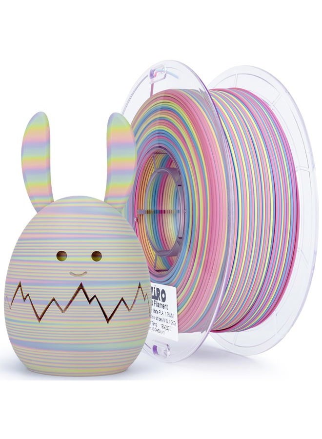 ZIRO Matte Stripes Multicolor Filament PLA 1.75mm, Fast Color Change Matte PLA Stripes Series 1kg, Multicolor Rainbow Matte Rotated 3D Printer Filament, Marshmallow Stripes - Image 1