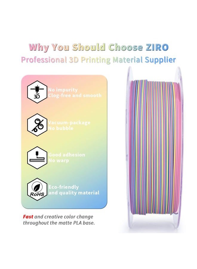 ZIRO Matte Stripes Multicolor Filament PLA 1.75mm, Fast Color Change Matte PLA Stripes Series 1kg, Multicolor Rainbow Matte Rotated 3D Printer Filament, Marshmallow Stripes - Image 3