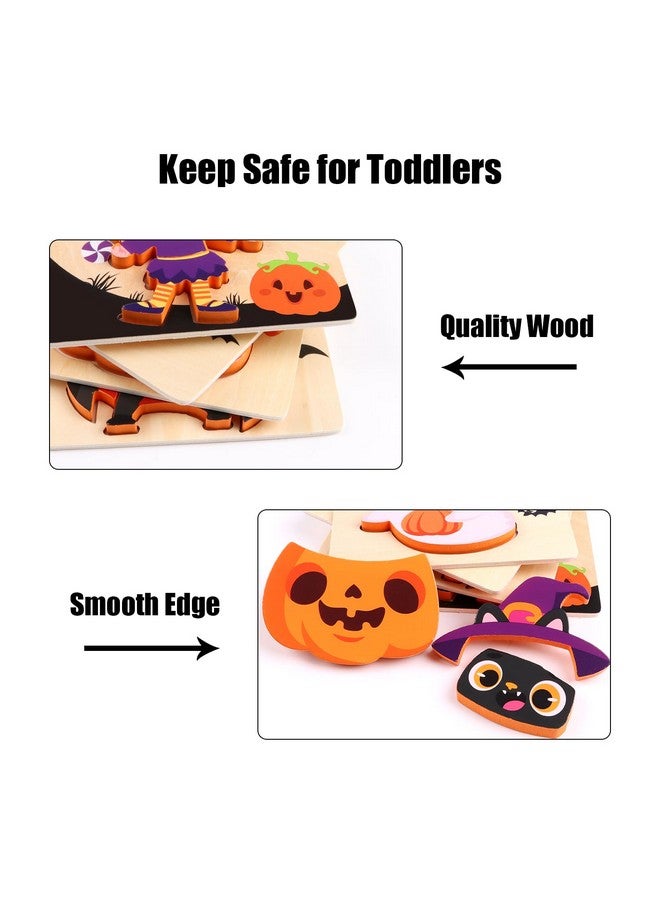 DIYASY Halloween Wooden Puzzles For Toddlers Montessori Toys Gifts For 1 2 3 Year Old Boys Girls Learning Educational Learning Wood Puzzle Toy Party Favors Ages 13 35 - Image 3