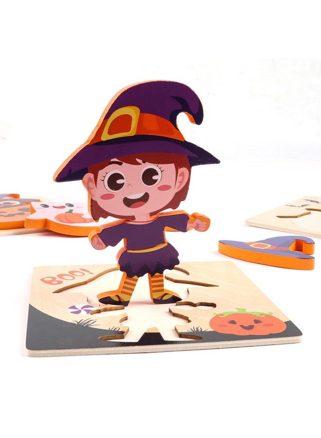 DIYASY Halloween Wooden Puzzles For Toddlers Montessori Toys Gifts For 1 2 3 Year Old Boys Girls Learning Educational Learning Wood Puzzle Toy Party Favors Ages 13 35 - Image 4