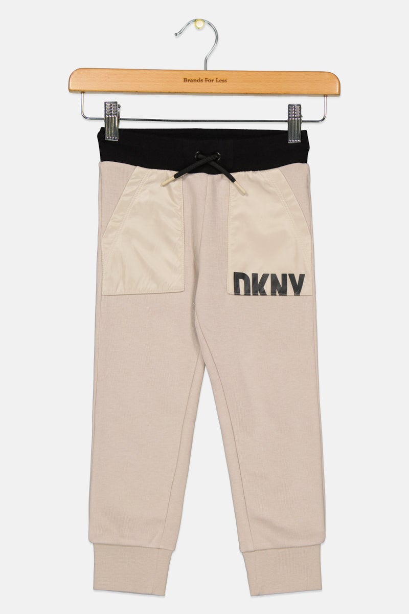 DKNY Toddlers Boy Brand Logo Pant, Beige - Image 1