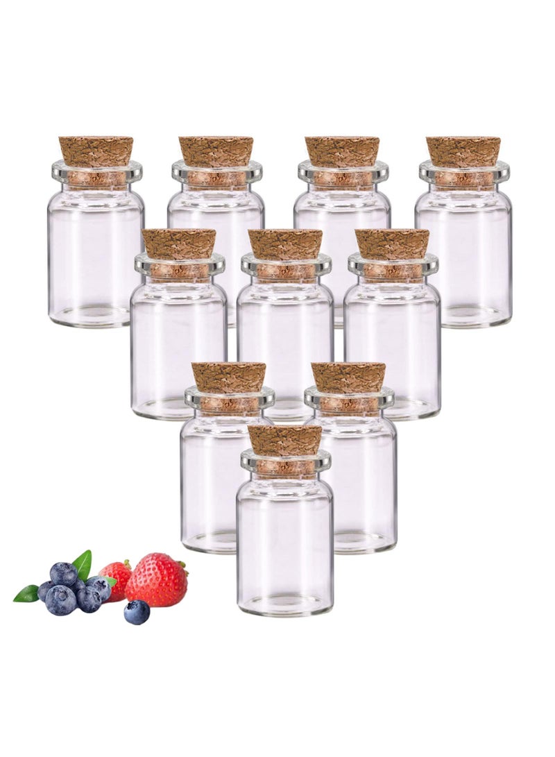 Sweet seven زجاجات زجاجية شفافة 10 قطع بأغطية من الفلين - 8 مل زجاجات صغيرة للحرف اليدوية - برطمانات صغيرة بأغطية من الفلين لحفلات الزفاف والمناسبات - Image 1