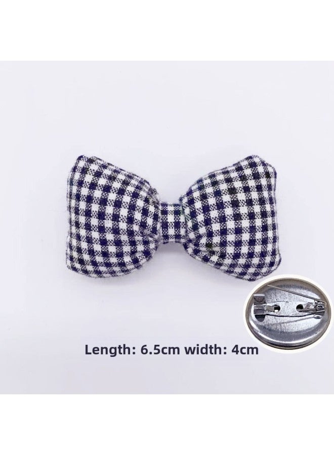 Korean Style Fresh Children's Diy Hairpin Material Japanese And Korean Style Ins Plaid Fabric Bow Clothing Socks Hat Accessories-Color:Black Bow Brooch  - Image 1