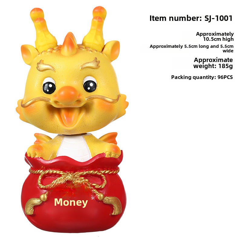 Resin Dragon Figurine Chinese Zodiac Home Decor 1001-money bag wealth Dragon