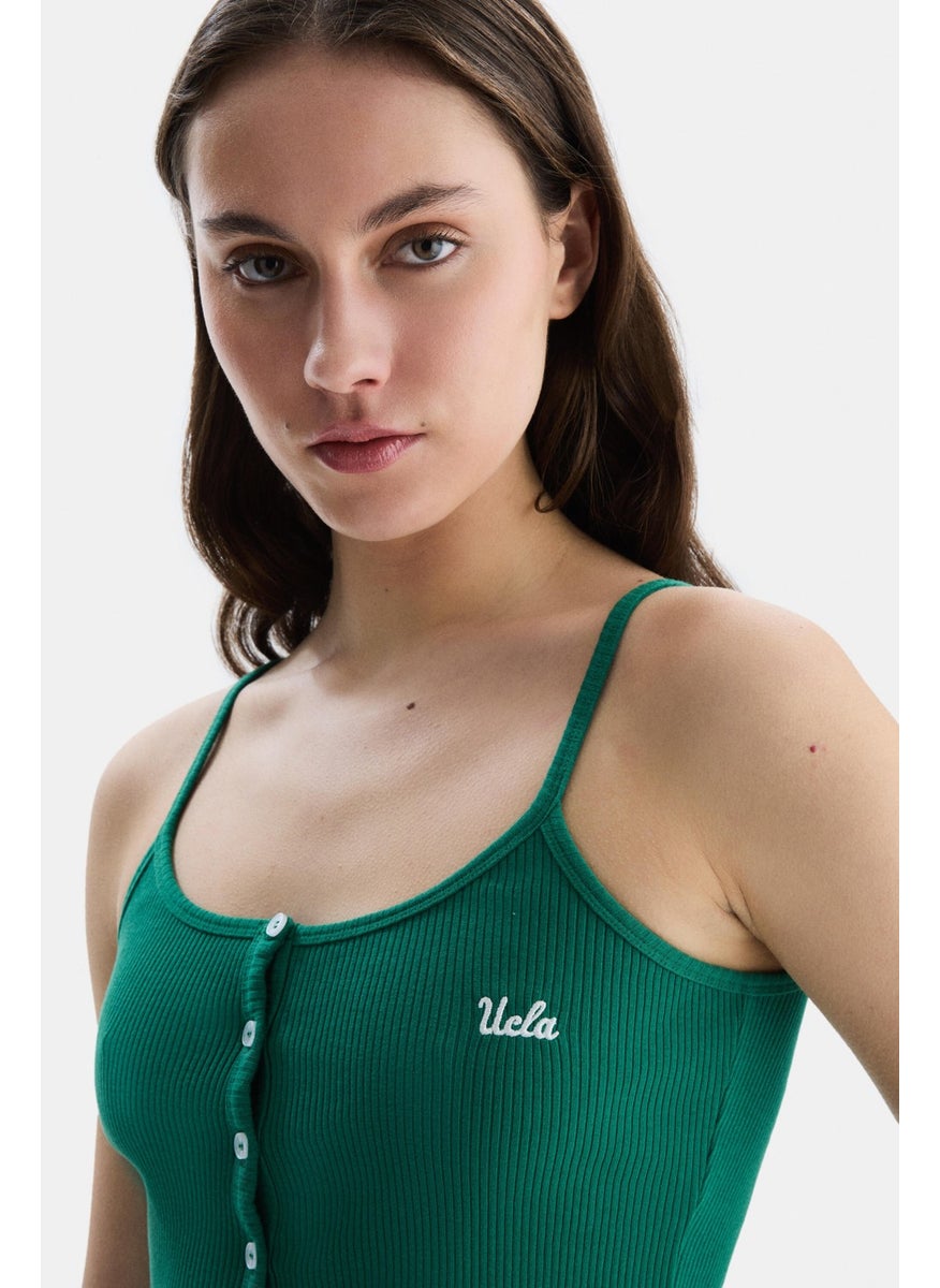 UCLA Rhodes Green Strap Embroidered Women's Crop  - Image 2