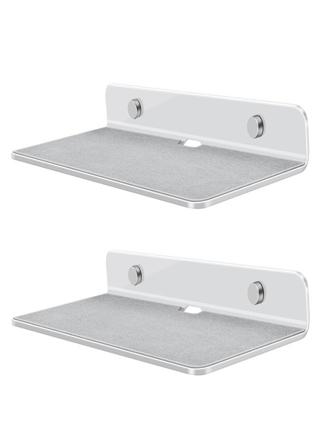 TNP Products TNP Speaker Shelf Wall Mount - Small Floating Shelf Stand w/Anti Slip for Rear Wireless Speaker - 9" Acrylic Tiny Shelves for Smart Phones, Cameras, Mini Action Figures Decor Display, (2 Pack, White) - Image 1