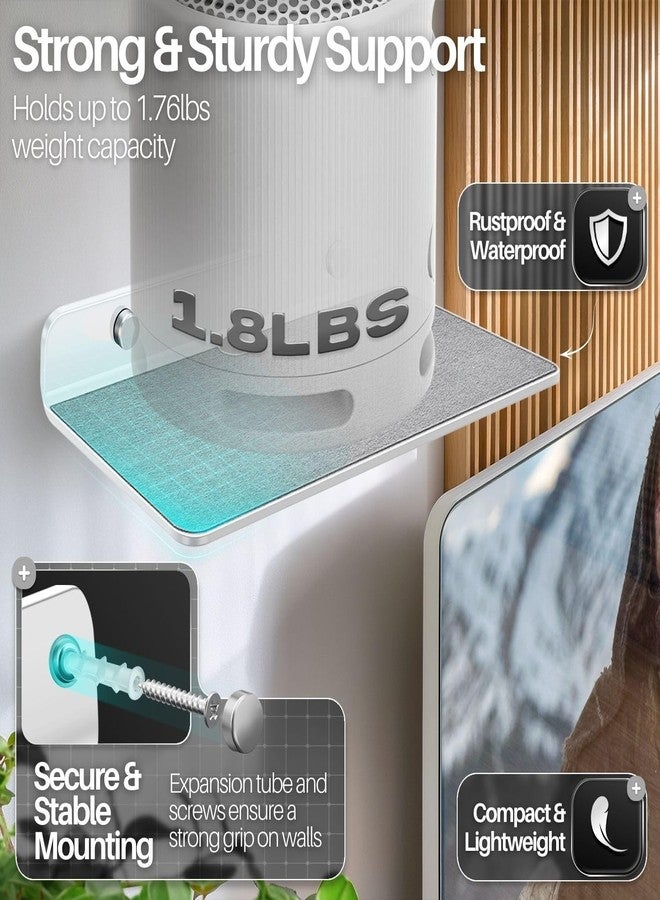 TNP Products TNP Speaker Shelf Wall Mount - Small Floating Shelf Stand w/Anti Slip for Rear Wireless Speaker - 9" Acrylic Tiny Shelves for Smart Phones, Cameras, Mini Action Figures Decor Display, (2 Pack, White) - Image 3