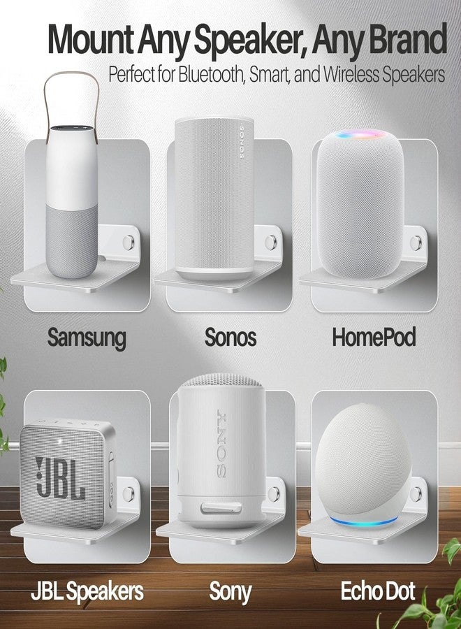 TNP Products TNP Speaker Shelf Wall Mount - Small Floating Shelf Stand w/Anti Slip for Rear Wireless Speaker - 9" Acrylic Tiny Shelves for Smart Phones, Cameras, Mini Action Figures Decor Display, (2 Pack, White) - Image 4