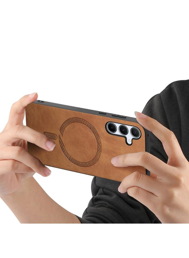 erorex Case For Samsung Galaxy A35 5G Solid Color Retro Magsafe PU Back Cover Phone Case - Image 4