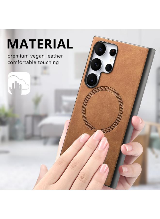 erorex Case For Samsung Galaxy A35 5G Solid Color Retro Magsafe PU Back Cover Phone Case - Image 5