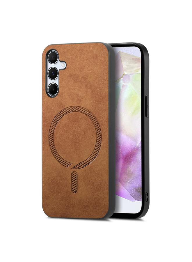 erorex Case For Samsung Galaxy A35 5G Solid Color Retro Magsafe PU Back Cover Phone Case - Image 1