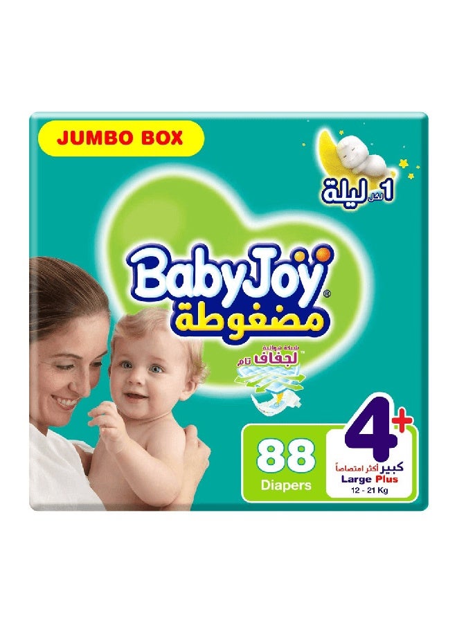 BabyJoy Compressed Diapers, Size 4, 12 - 21 Kg, 88 Diapers