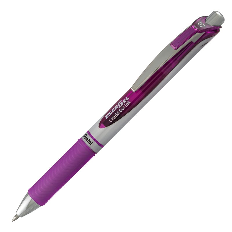 Pentel EnerGel XM BL77 - Retractable Liquid Gel Ink Pen - 0.7mm - 54% Recycled - Purple - Box of 12 - Image 2