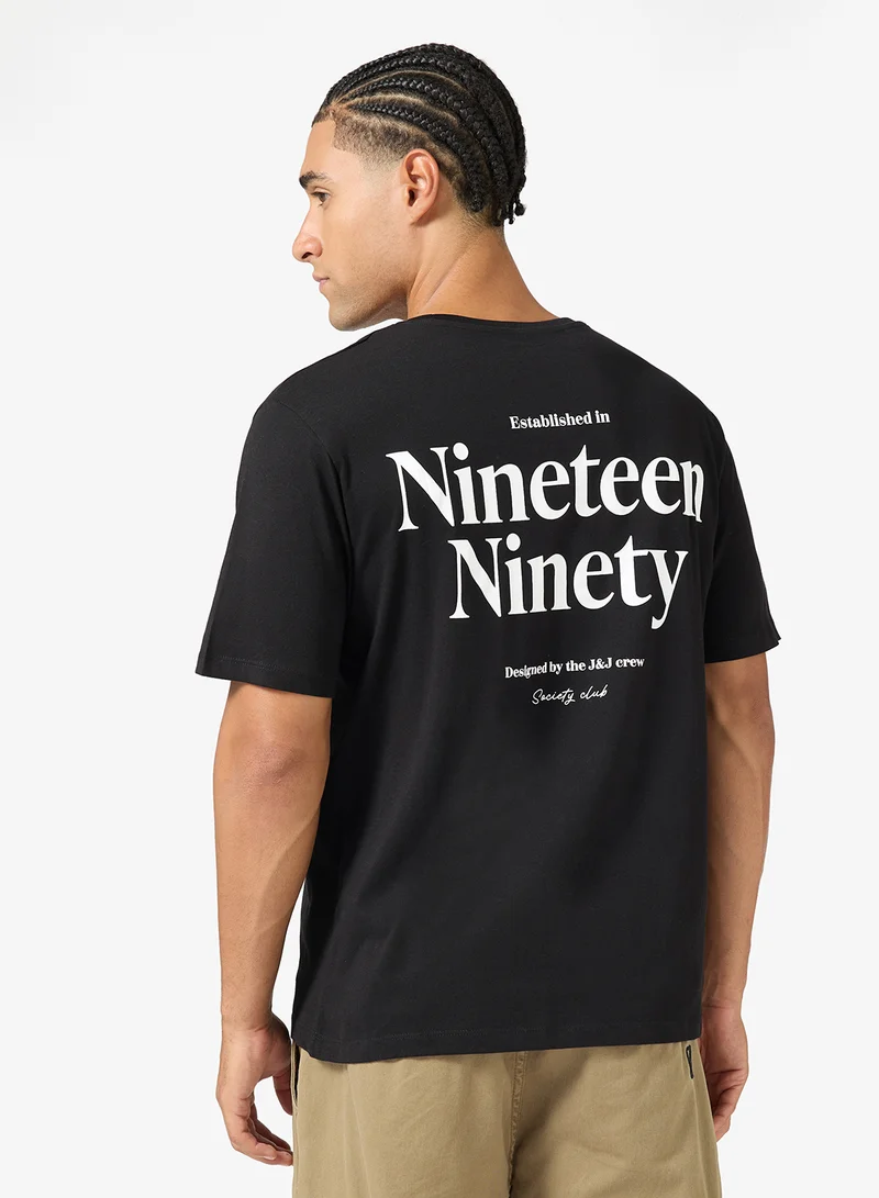 JACK & JONES Text Print Regular Fit Crew Neck T-Shirt