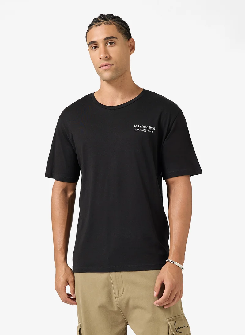 JACK & JONES Text Print Regular Fit Crew Neck T-Shirt