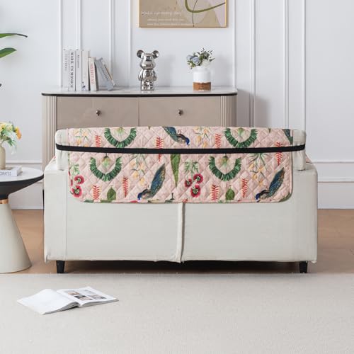 House of Quirk 'Mughal Series' Anti-Slip Sofa Cover Mat with Pocket | Polyester Couch Protector for Pets, Kids & Spills (Royal Peacock, 180x60cm, One Seater) - Image 4
