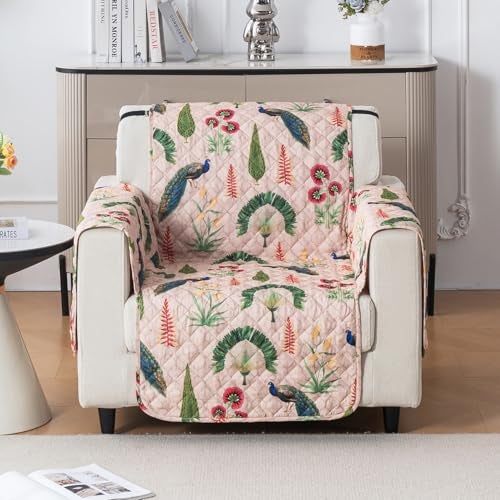 House of Quirk 'Mughal Series' Anti-Slip Sofa Cover Mat with Pocket | Polyester Couch Protector for Pets, Kids & Spills (Royal Peacock, 180x60cm, One Seater) - Image 2