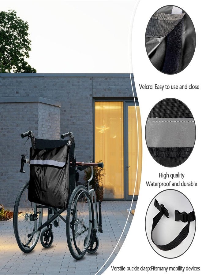 UPIQNG Wheelchair Backpack Bag Wheelchair Accessories Large Capacity Wheelchair Pouch Waterproof Power Wheelchair Storage Bag for Adults, Black - Image 3