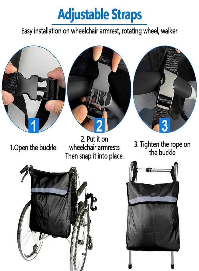 UPIQNG Wheelchair Backpack Bag Wheelchair Accessories Large Capacity Wheelchair Pouch Waterproof Power Wheelchair Storage Bag for Adults, Black - Image 5