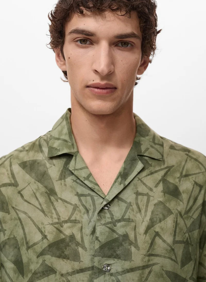Mango Man  Printed bowling shirt for Men | Best Price UAE