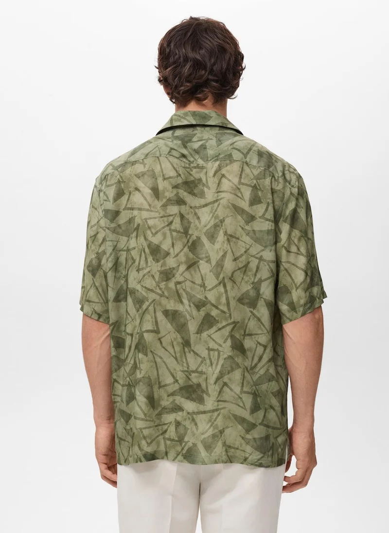 Mango Man Printed bowling shirt