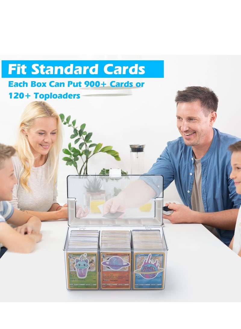 Trading Card Storage Box with Handles Large Capacity Clear Plastic Playing Card Case for 900 Cards 120 Toploaders Toploader Storage Box with Removable Dividers Fit for Standard Card Gift for Kid - Image 5