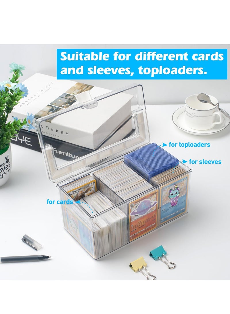Trading Card Storage Box with Handles Large Capacity Clear Plastic Playing Card Case for 900 Cards 120 Toploaders Toploader Storage Box with Removable Dividers Fit for Standard Card Gift for Kid - Image 2